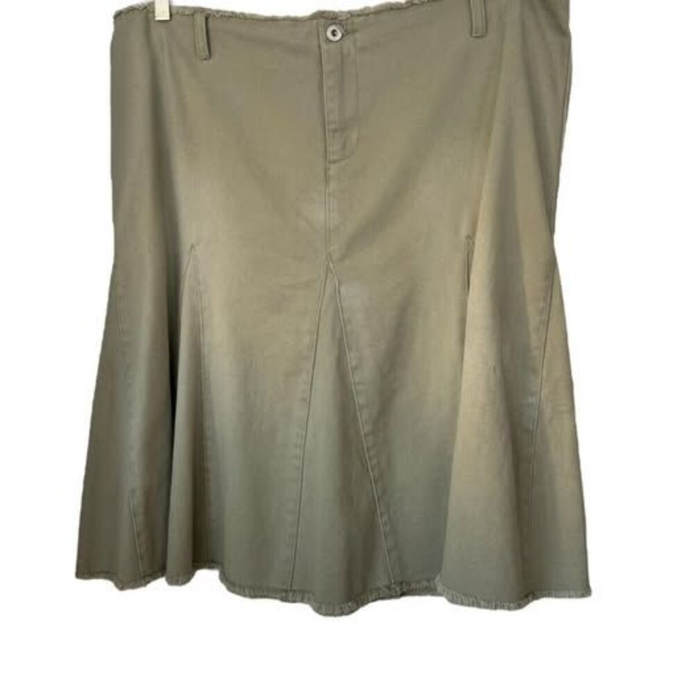 Old Navy Women 18 Cotton Denim Olive Flare Raw Hem Raw Waist Band Skirt